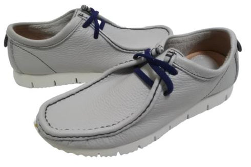 【arui_toe 3590 アイボリーグレー】本革モカシンレースアップシューズ